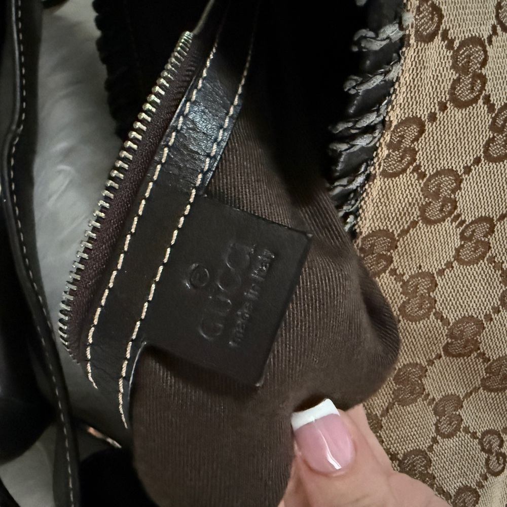 Gucci GG Monogram Canvas Hobo Shoulder Bag Brown Leather – Authentic - Picture 4 of 4